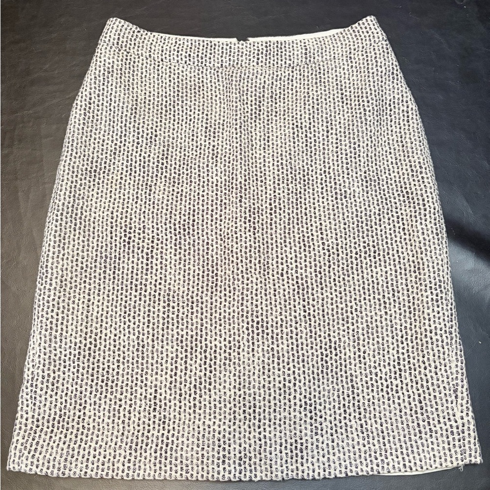 J.Crew Cotton Linen Blend No. 2 Pencil Skirt Navy and Cream Size 2